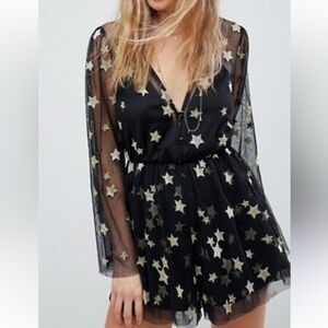 Long Sleeve Romper in the Super Nova pattern